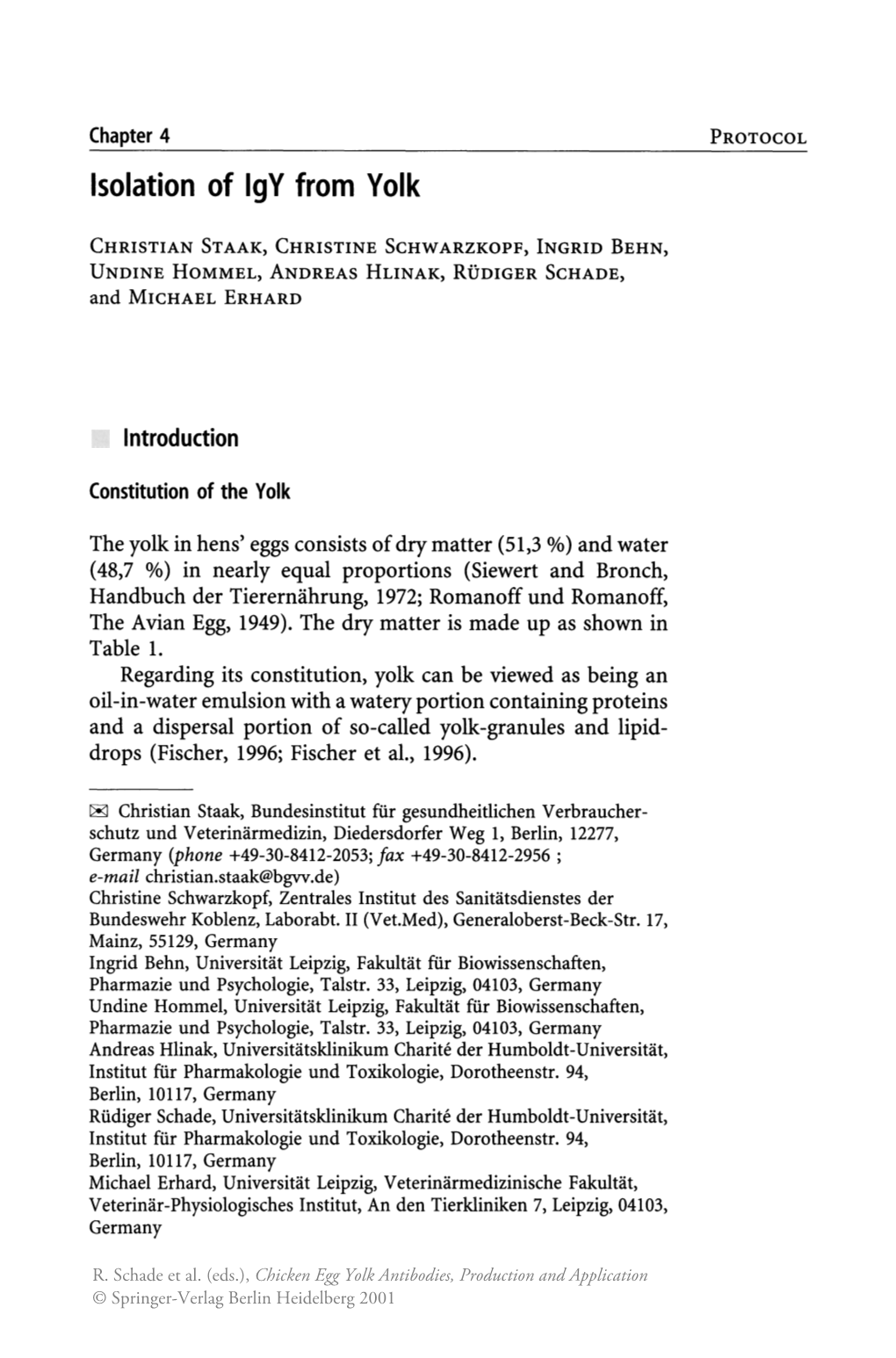 Isolation of Igy from Yolk