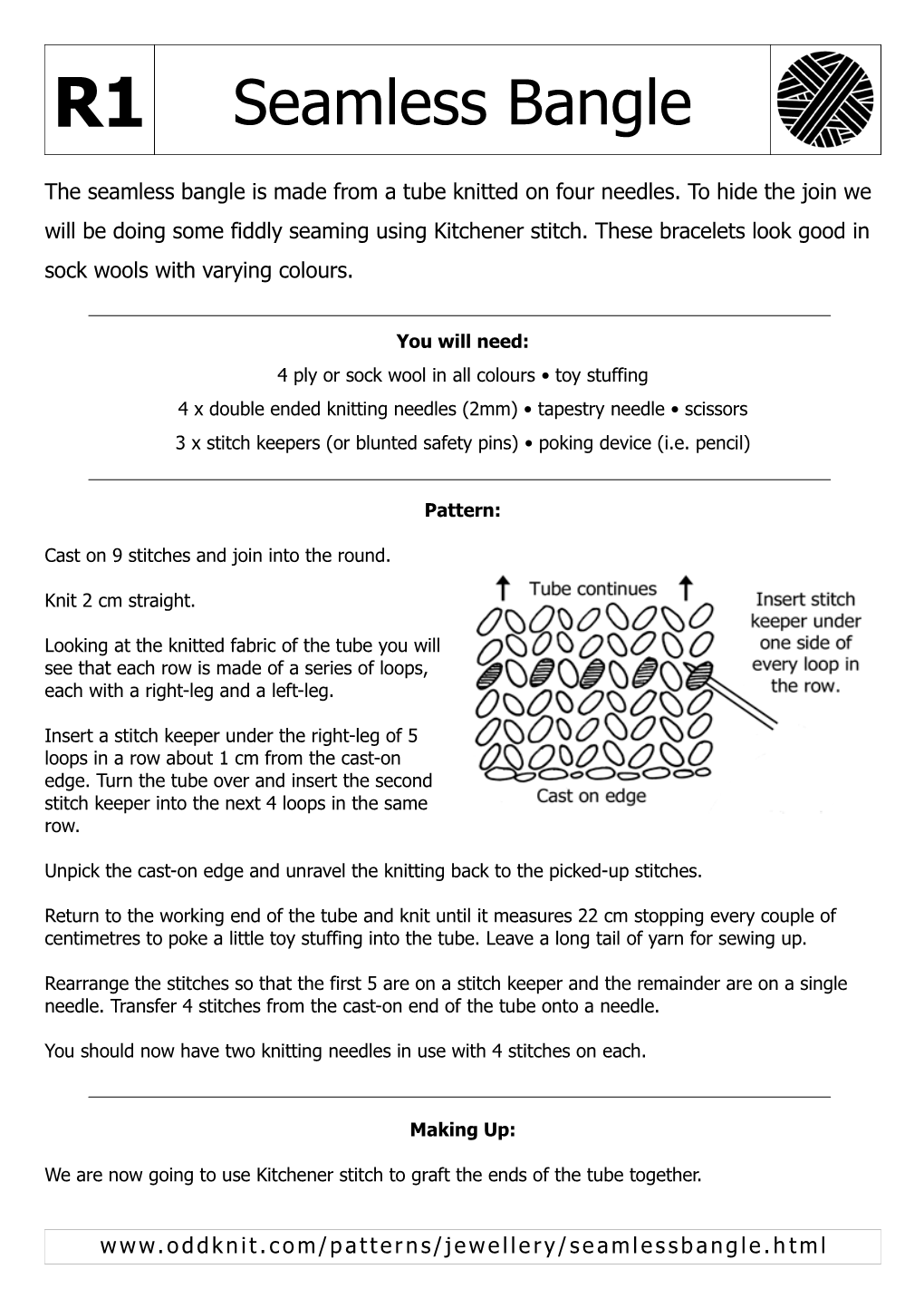 Seamless Bangle Knitting Pattern