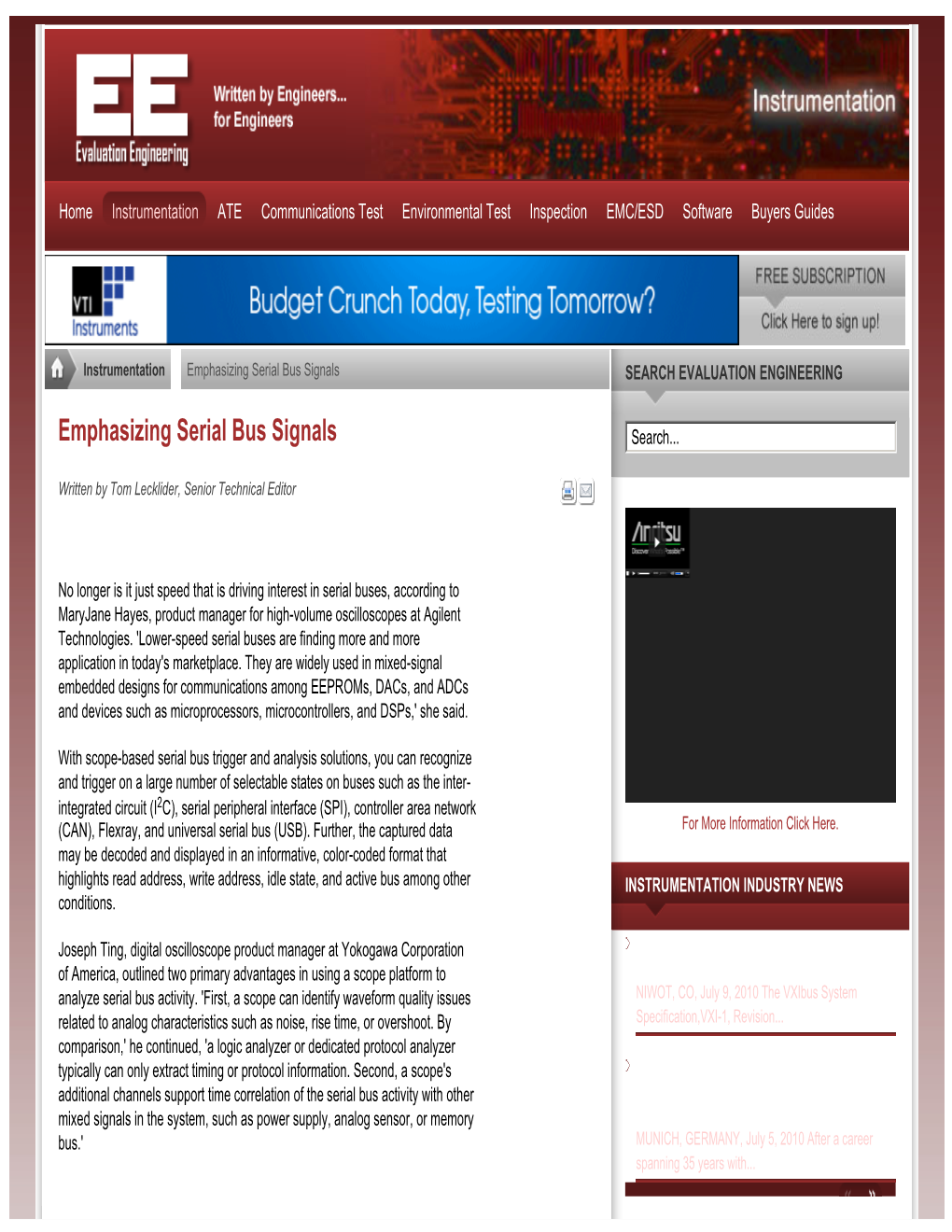 Emphasizing Serial Bus Signals SEARCH EVALUATION ENGINEERING