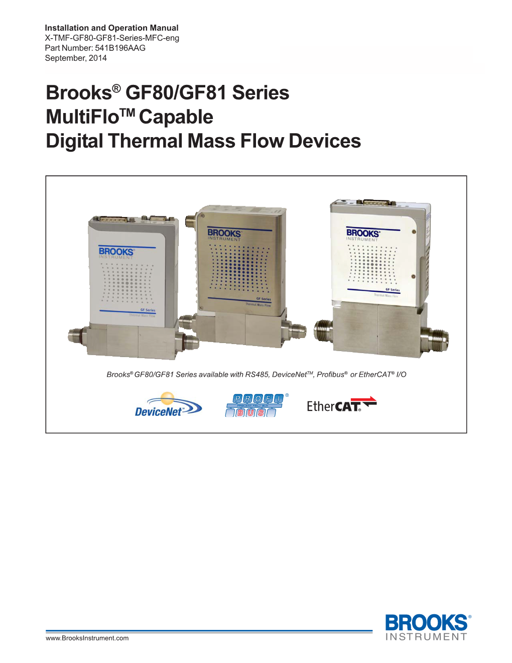 Brooks GF80 / GF81 Mass Flow Controllers Product Manuals