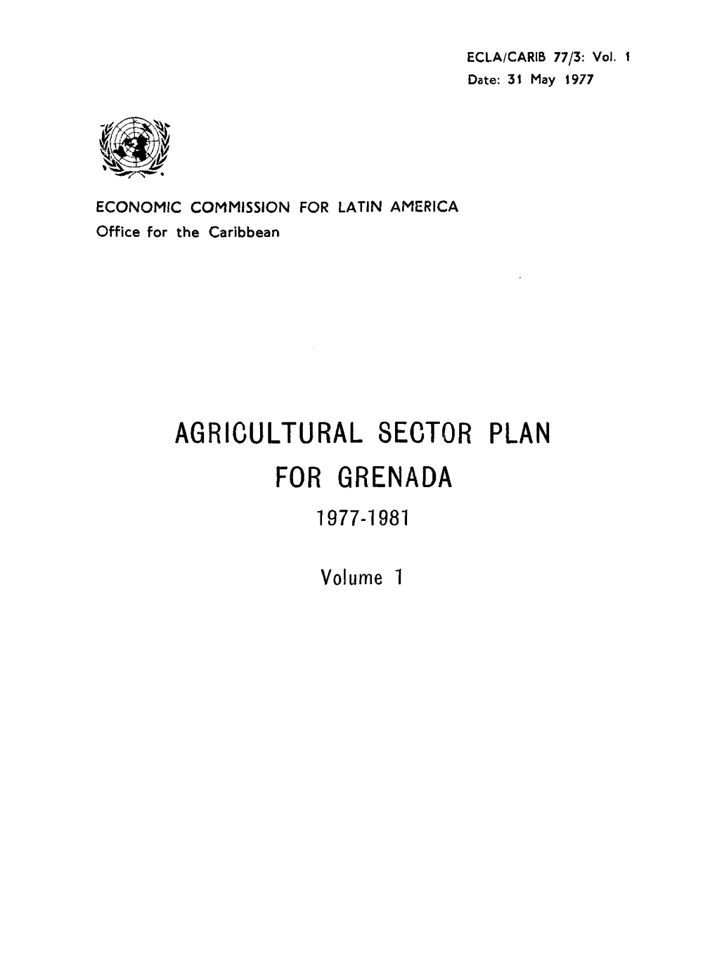 Agricultural Sector Plan for Grenada