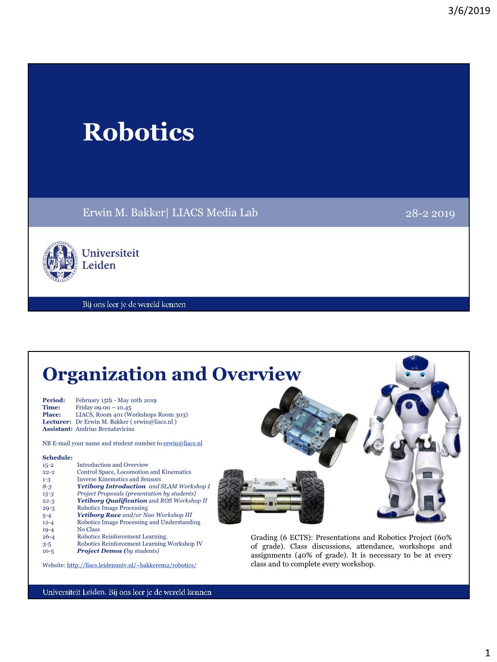 Robotics Lecture 01