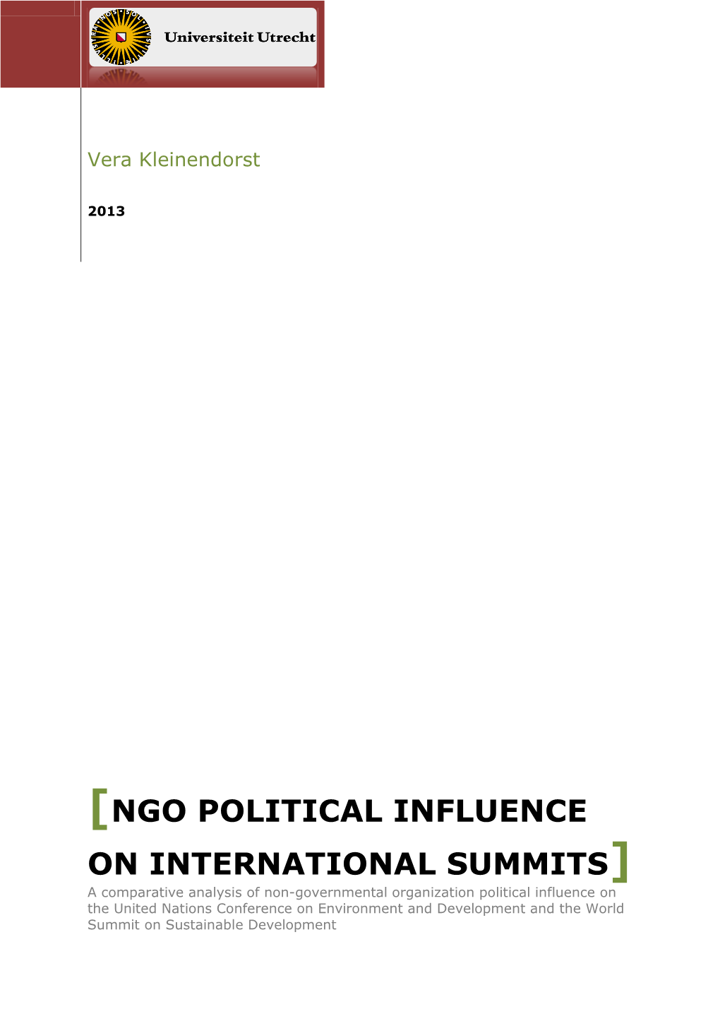 Ngo Political Influence on International Summits]