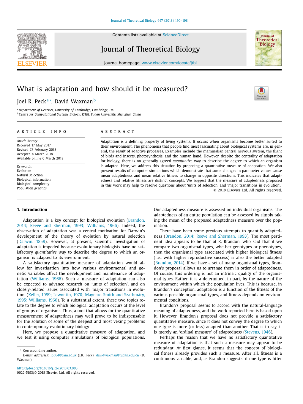 What Is Adaptation and How Should It Be Measured?