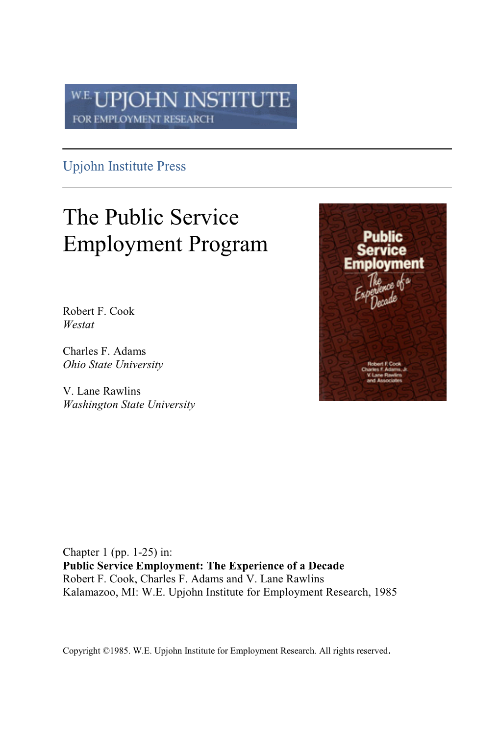 The Public Service Employment Program