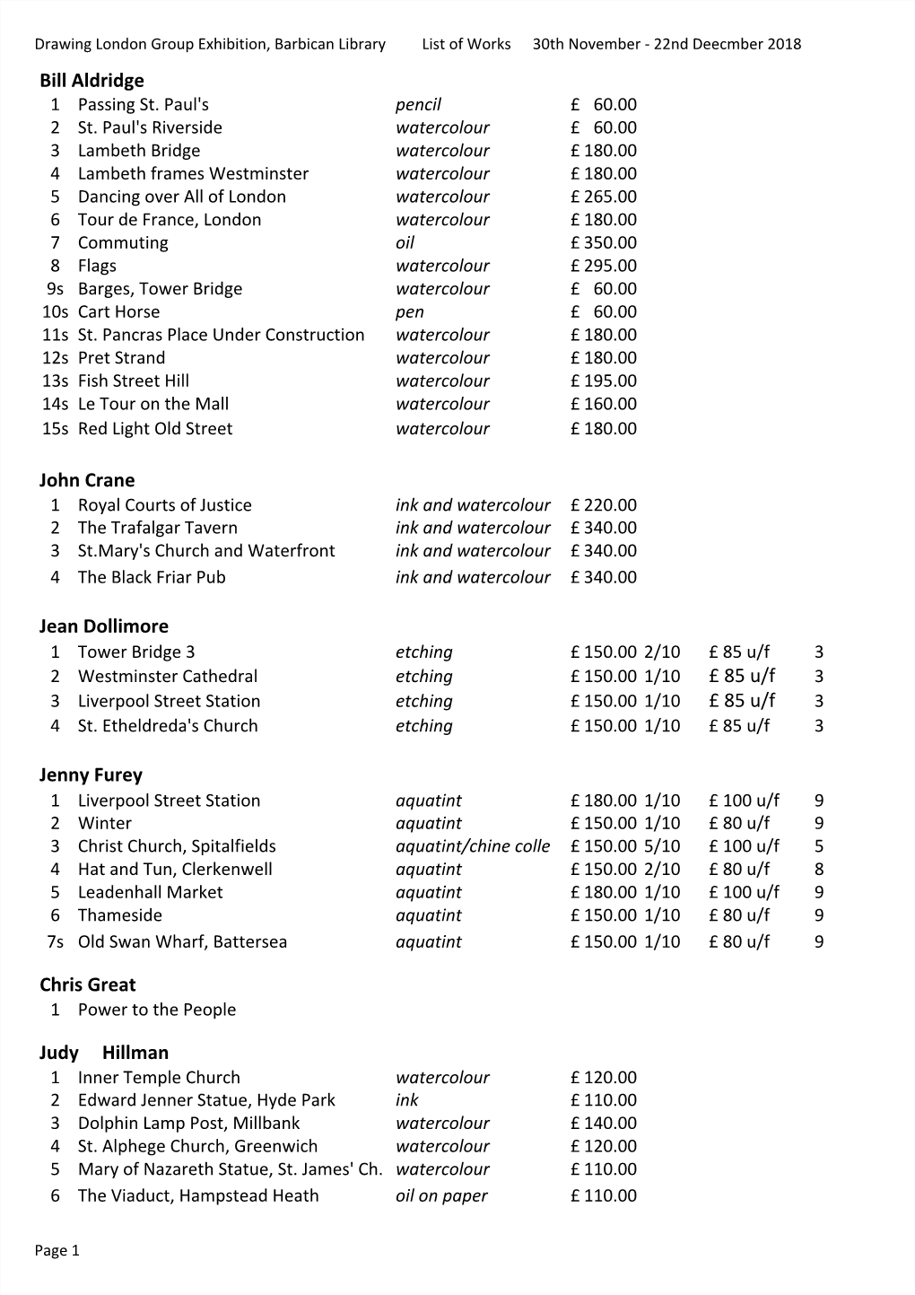 2018 DL Barbican Catalogue List Vn 2.Numbers