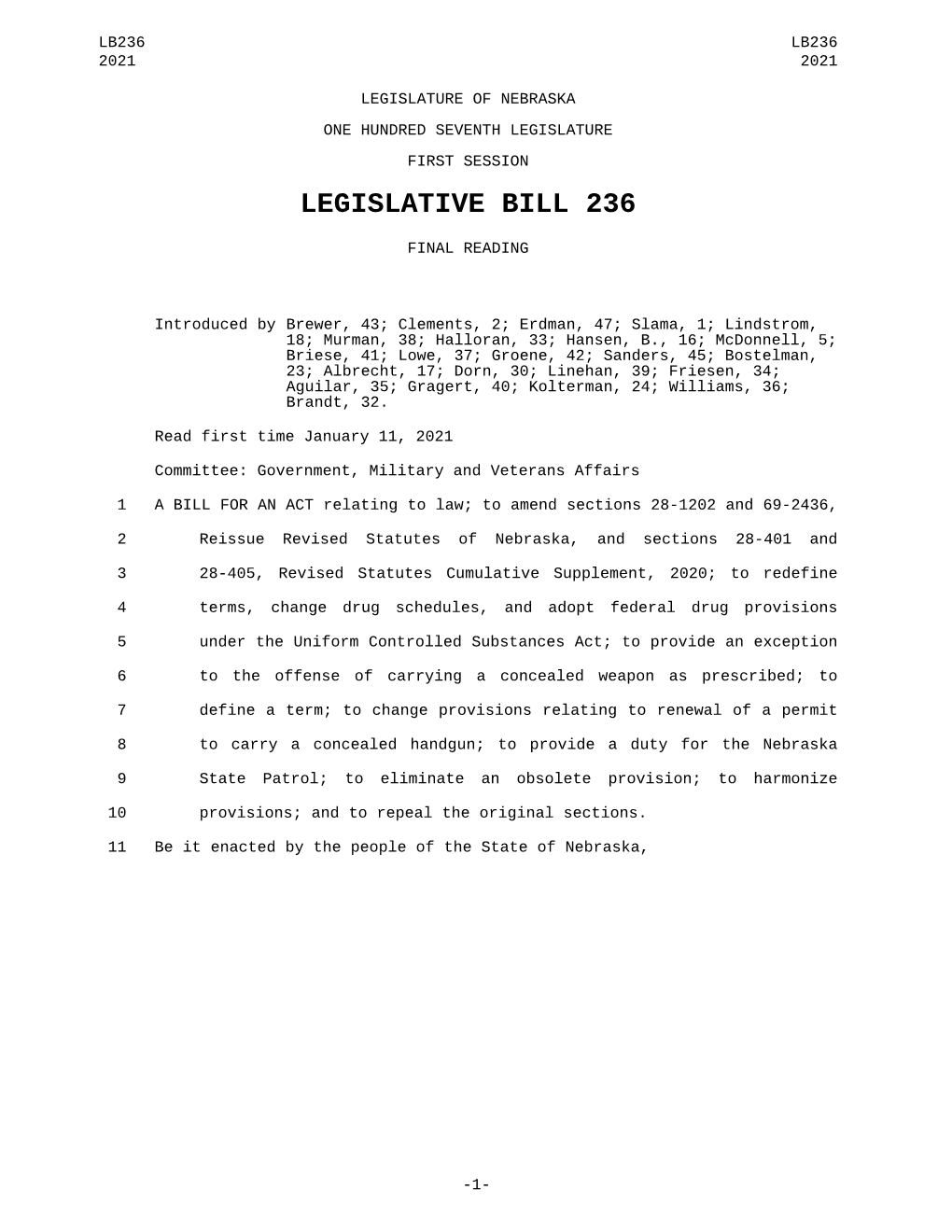 Legislative Bill 236