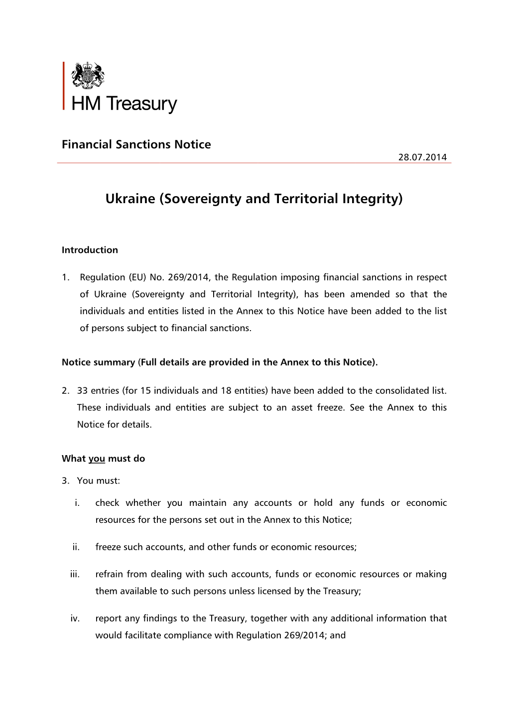 Ukraine (Sovereignty and Territorial Integrity)