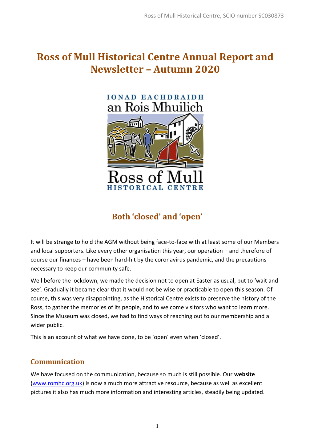 Autumn 2020 Newsletter