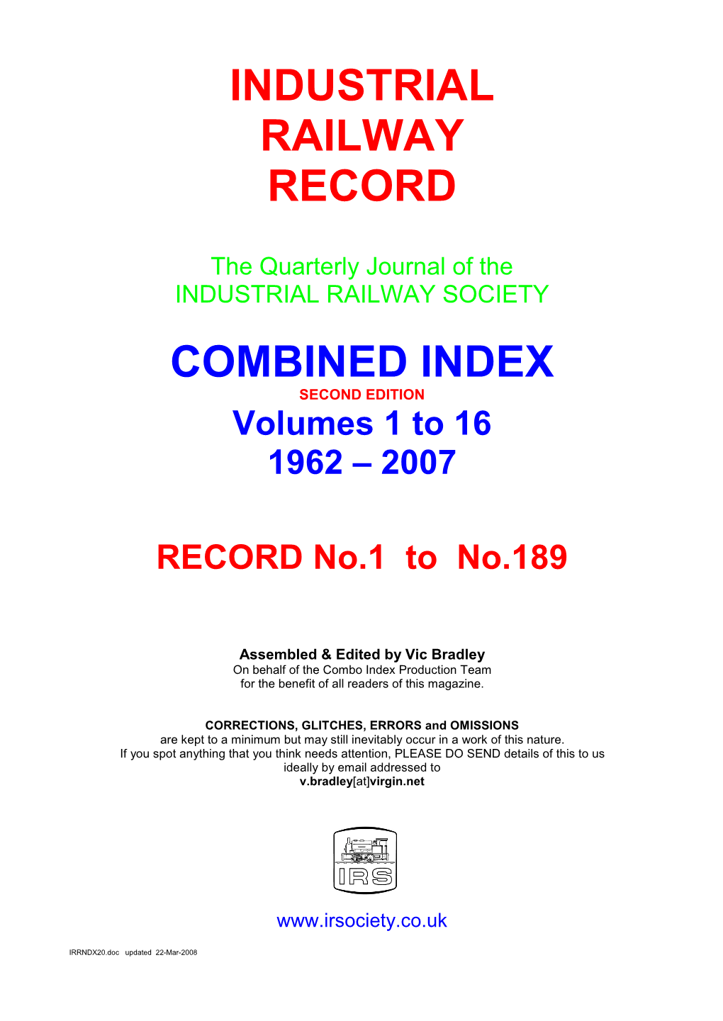 Industrial Railway Record