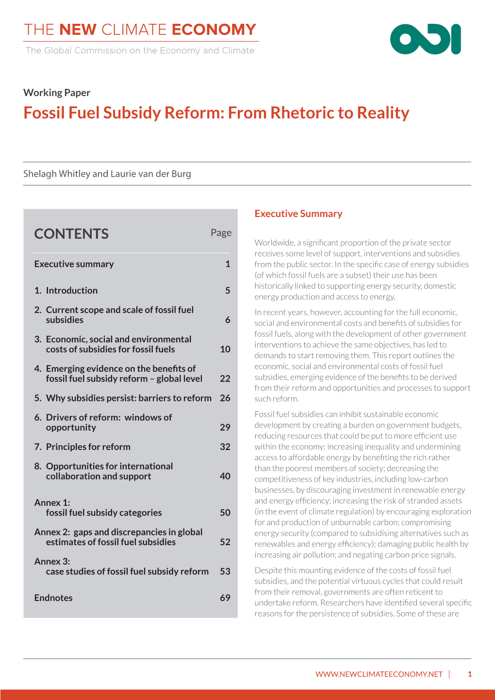 Fossil Fuel Subsidy Reform: from Rhetoric to Reality