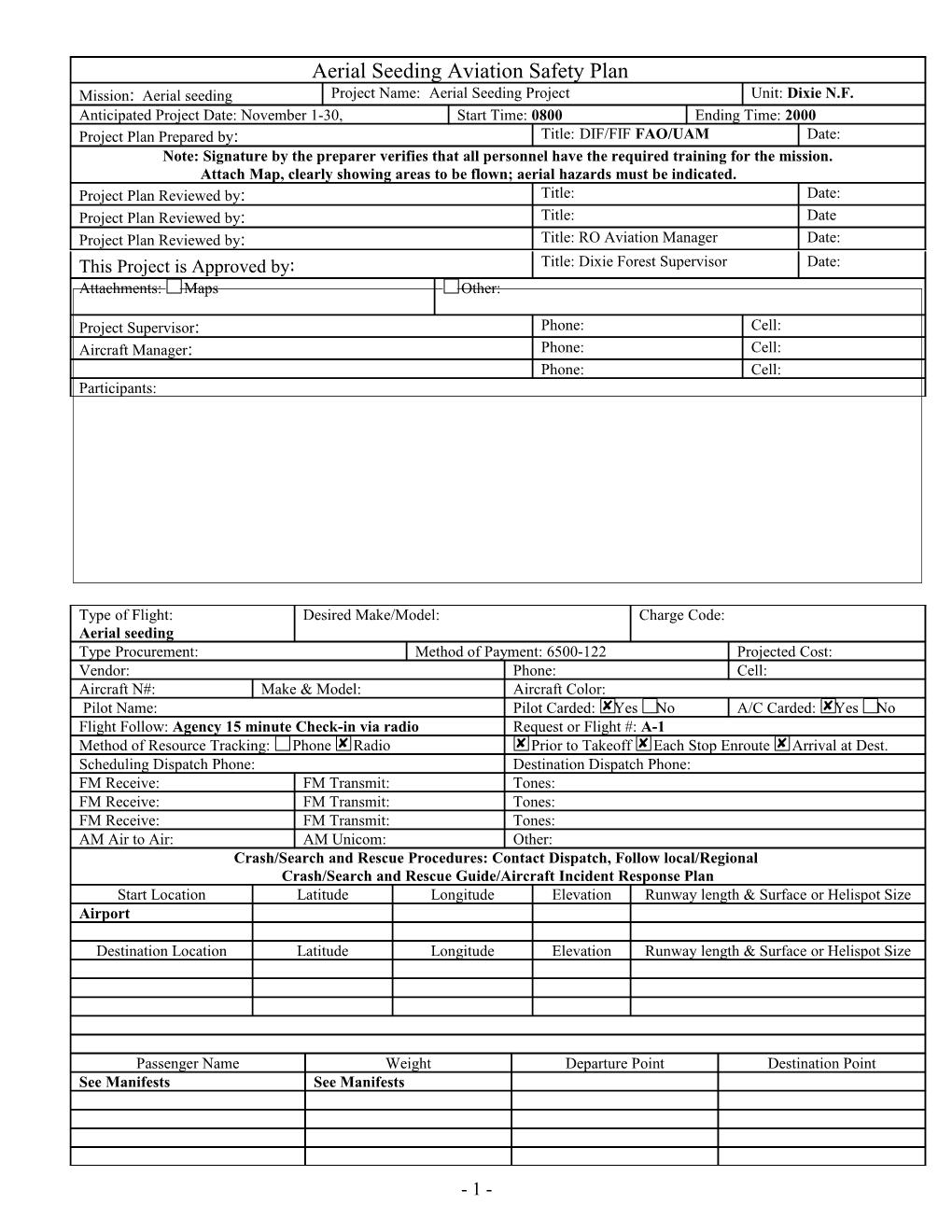 Aerial Seeding Aviation Safety Plan