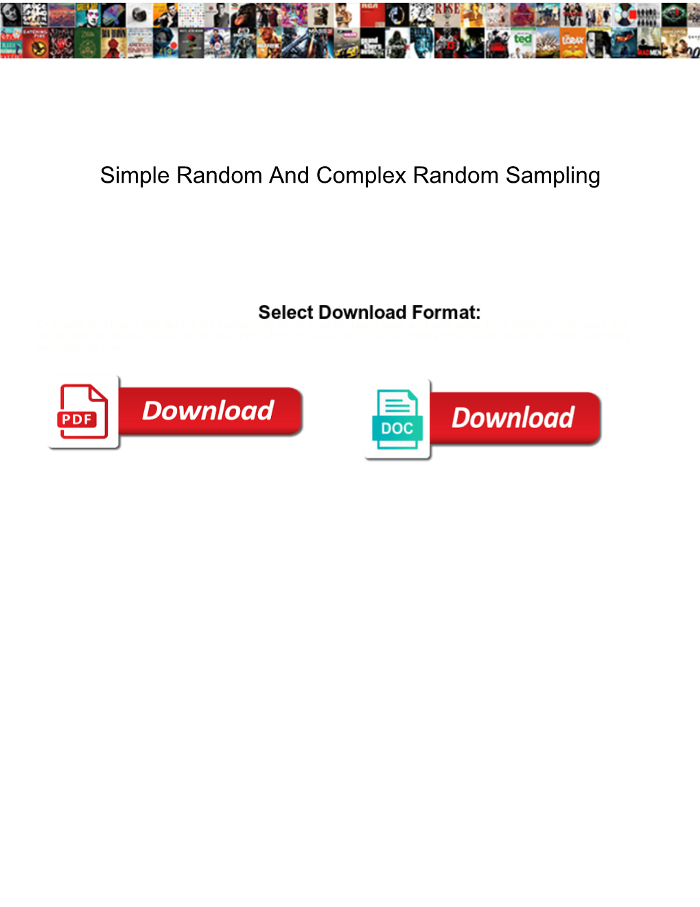 Simple Random and Complex Random Sampling