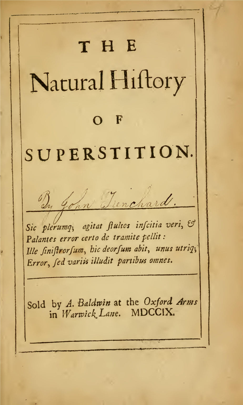 The Natural History of Superstition