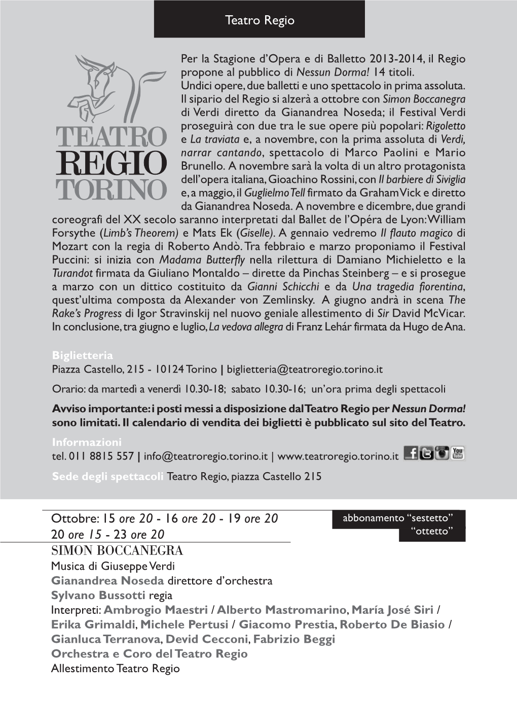 Teatro Regio Ottobre