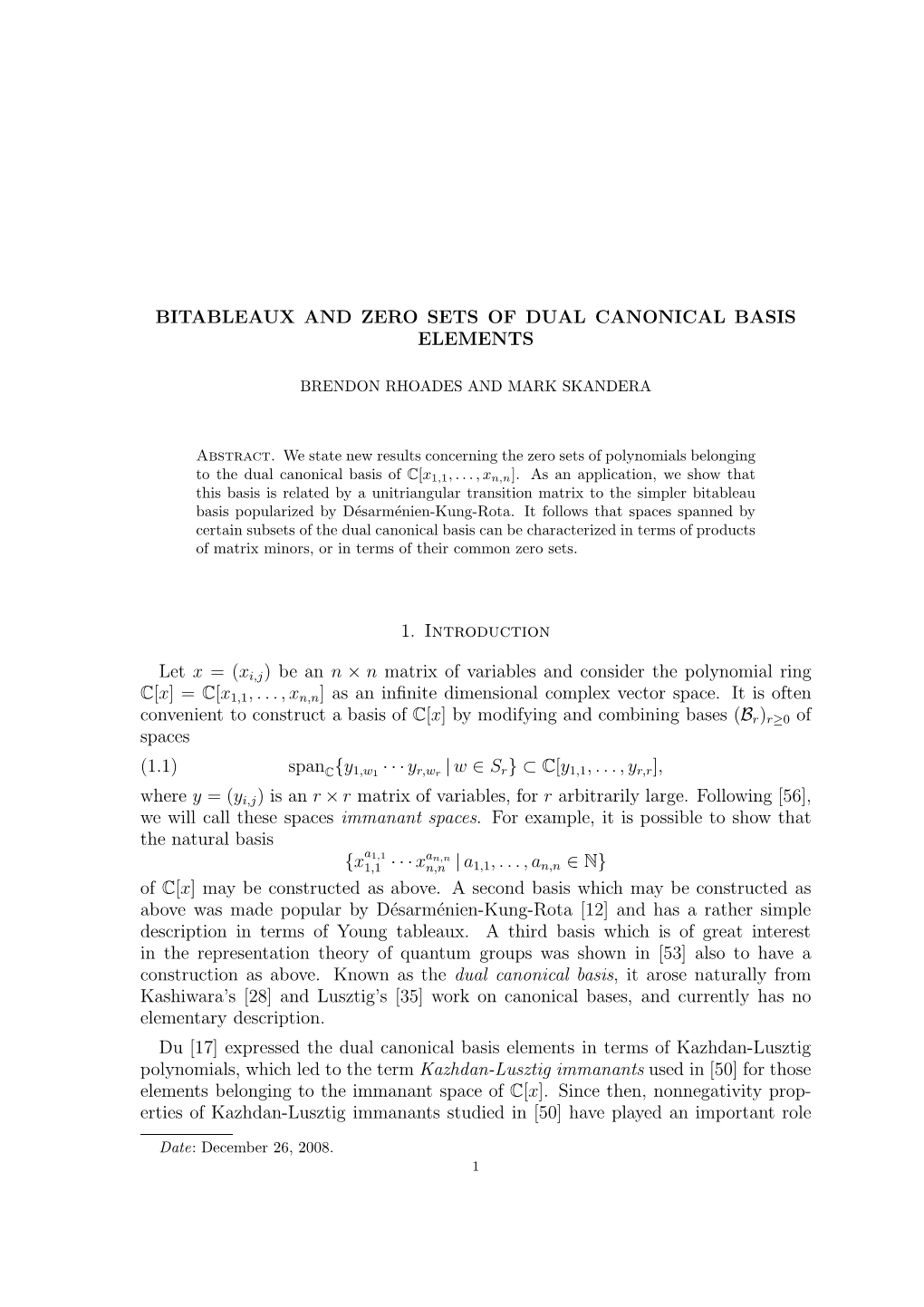 Bitableaux and Zero Sets of Dual Canonical Basis Elements