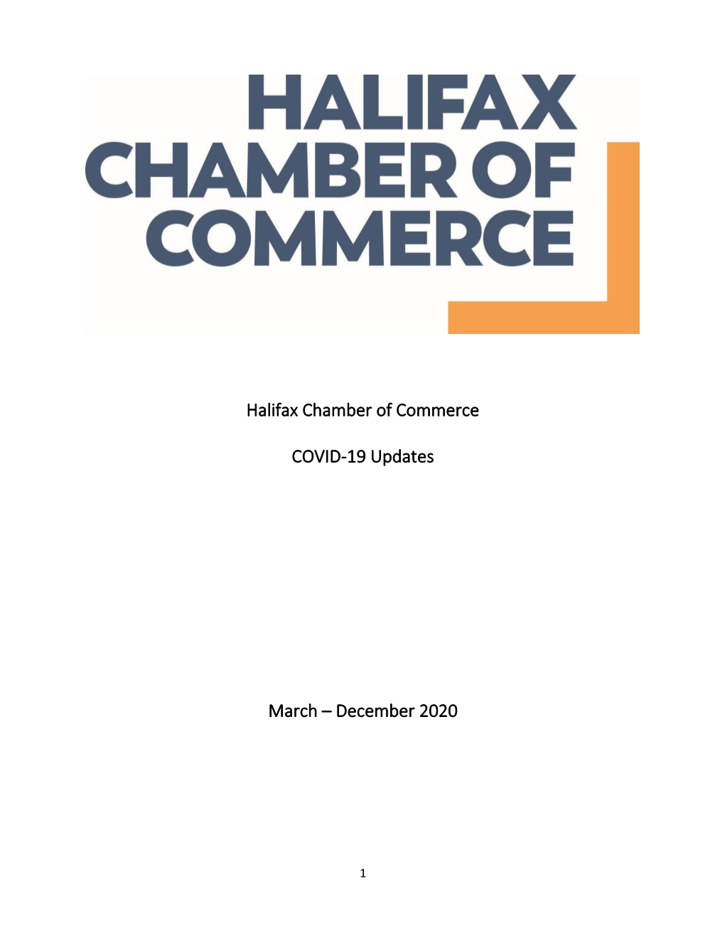 Halifax Chamber of Commerce COVID-19 Updates March – December 2020