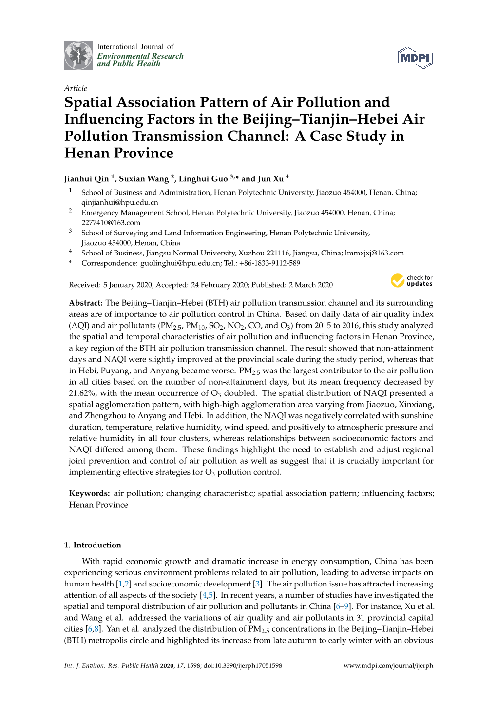 Spatial Association Pattern of Air Pollution and Influencing Factors In