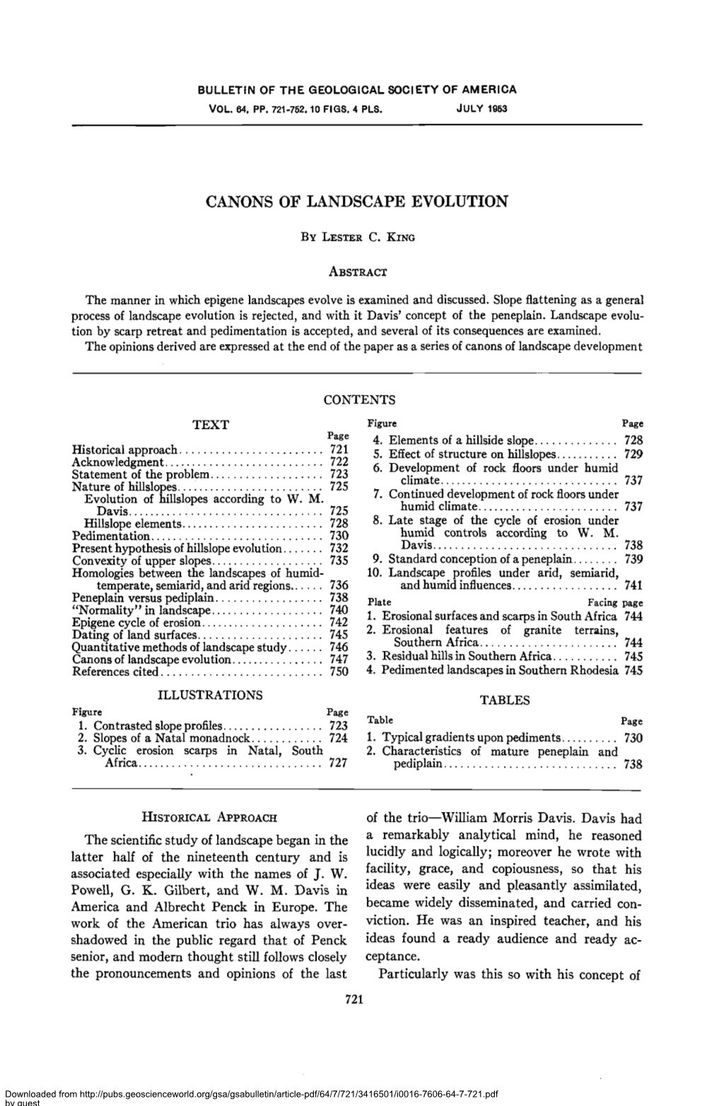 Canons of Landscape Evolution