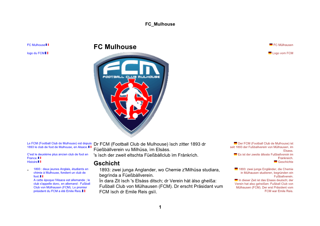 FC Mulhouse FC Mulhouse FC Mülhausen Logo Du FCM Logo Vom FCM