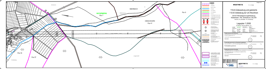 Lageplan 1:2000 110-Kv-Anbindung Der UA Hirschhorn 110-Kv