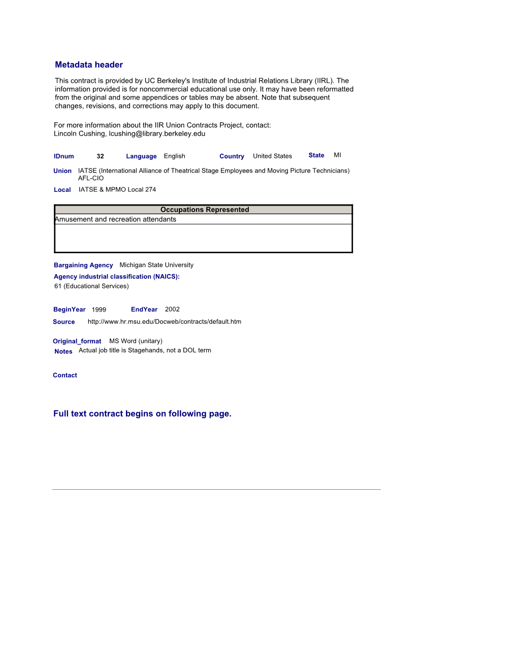 Full Text Contract Begins on Following Page. Metadata Header