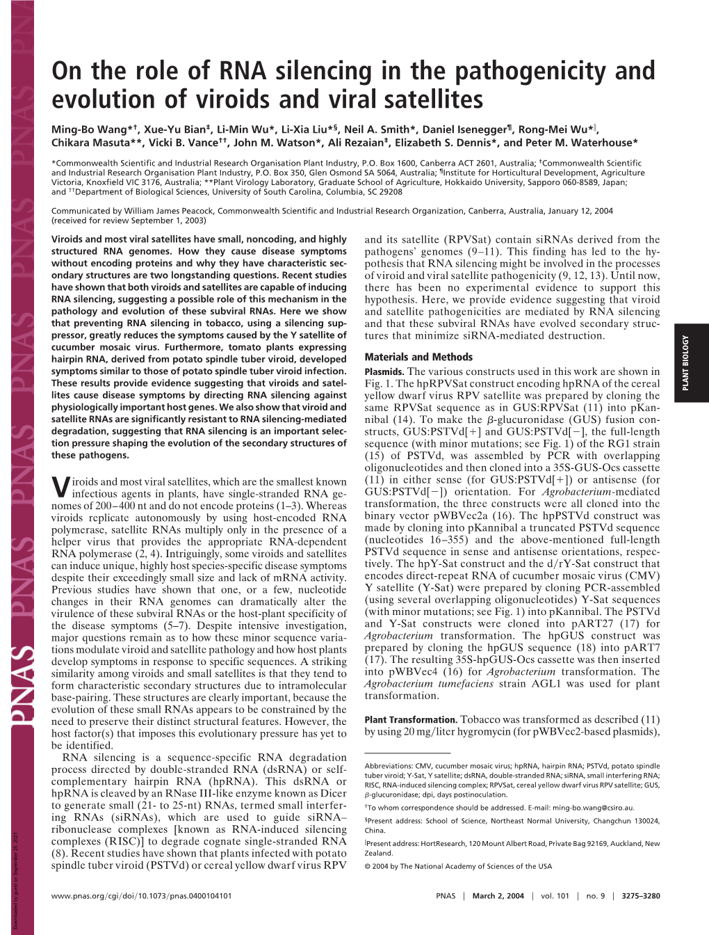 On the Role of RNA Silencing in the Pathogenicity and Evolution of Viroids and Viral Satellites