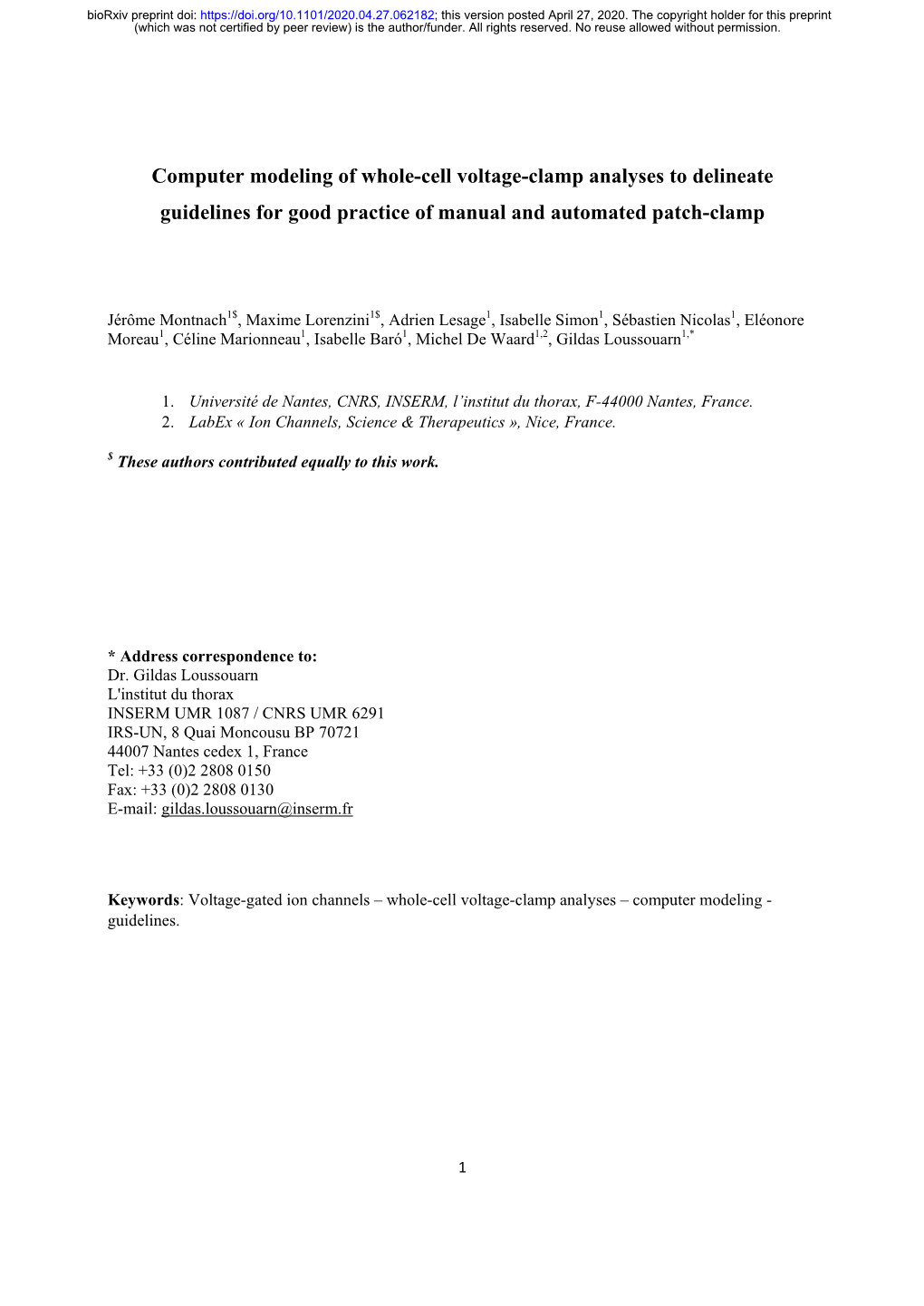 Computer Modeling of Whole-Cell Voltage-Clamp Analyses to Delineate Guidelines for Good Practice of Manual and Automated Patch-Clamp