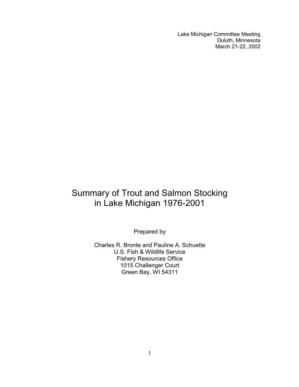 Lake Michigan Stocking Report 2001