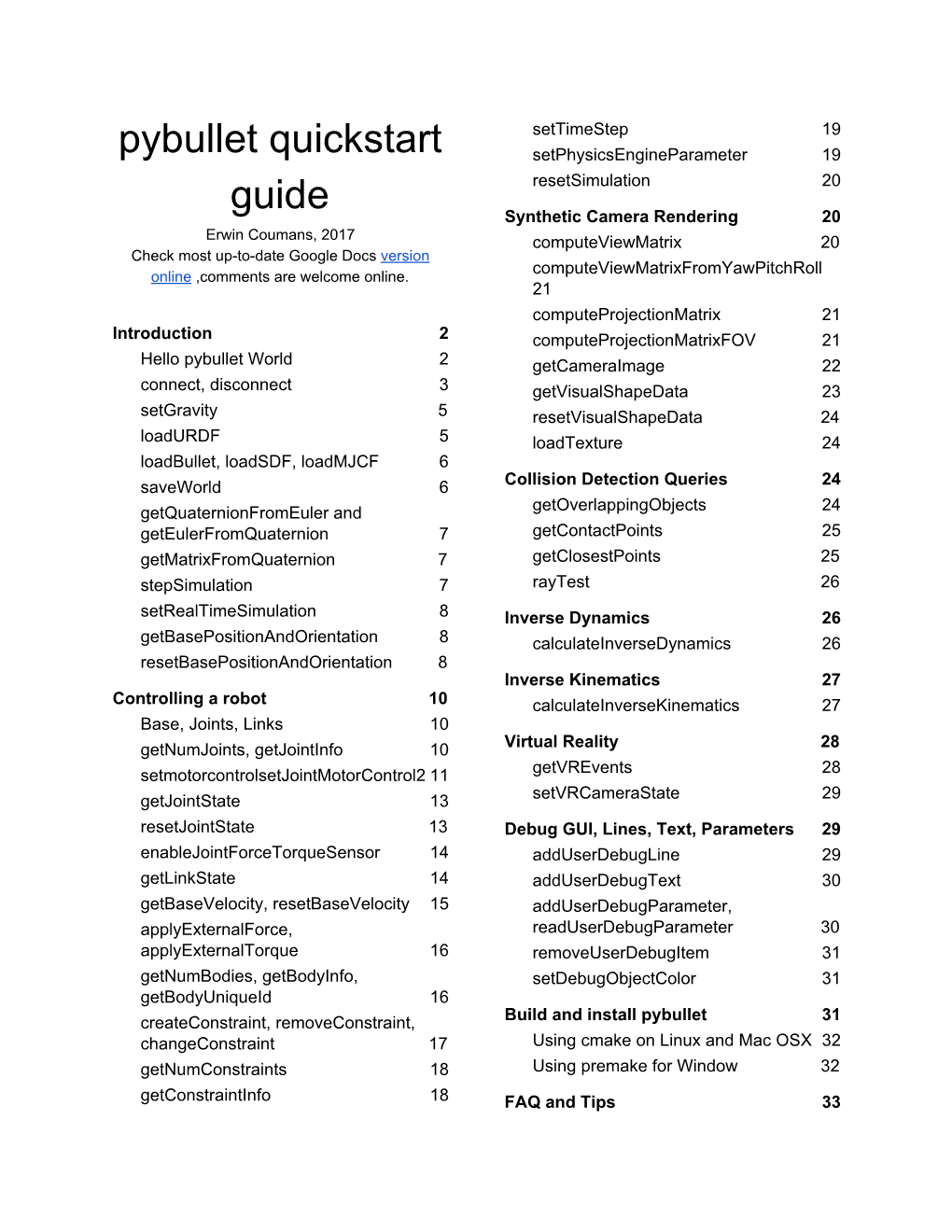 Pybullet Quickstart Guide