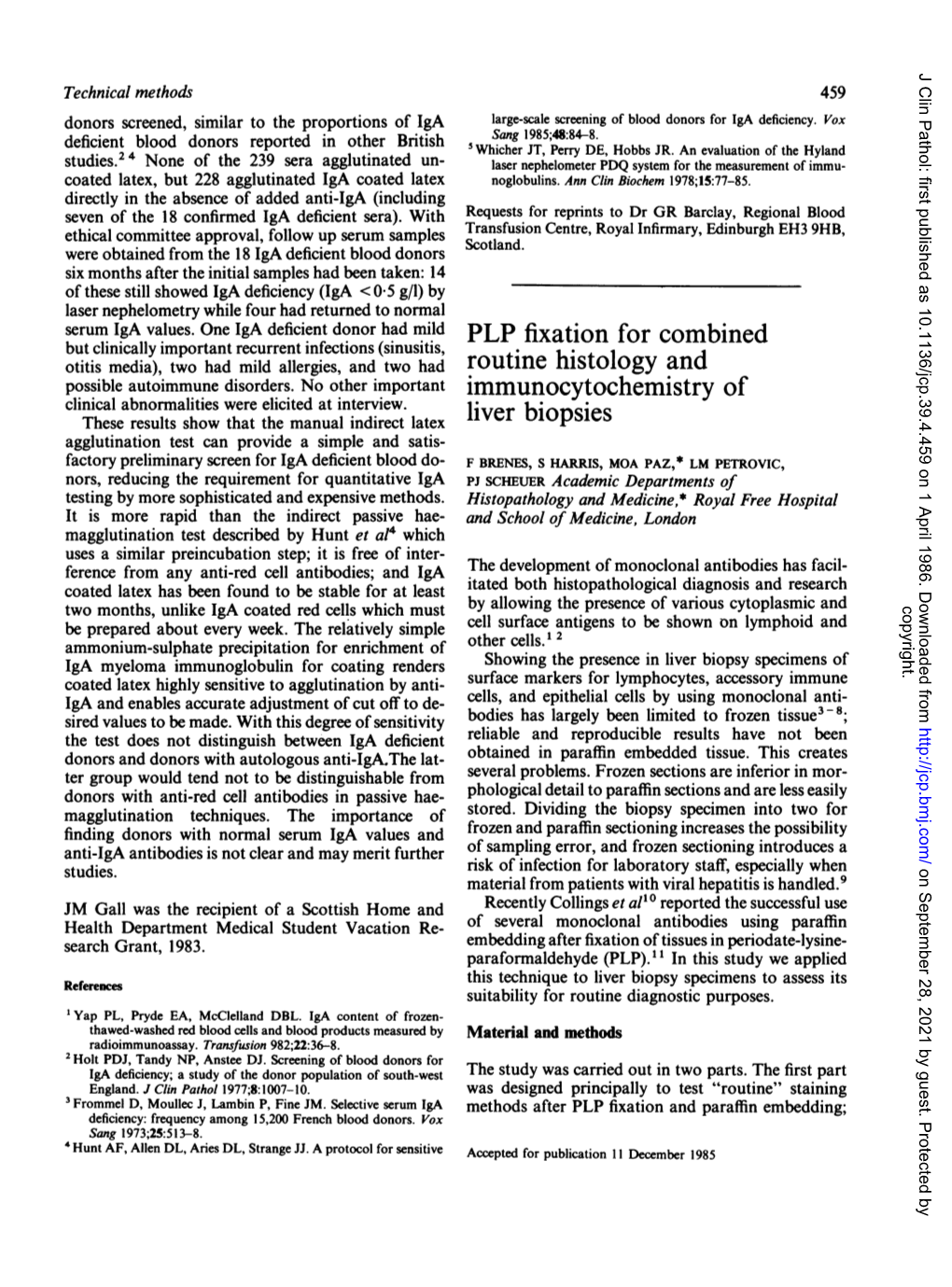 PLP Fixation for Combined Routine Histology and Immunocytochemistry