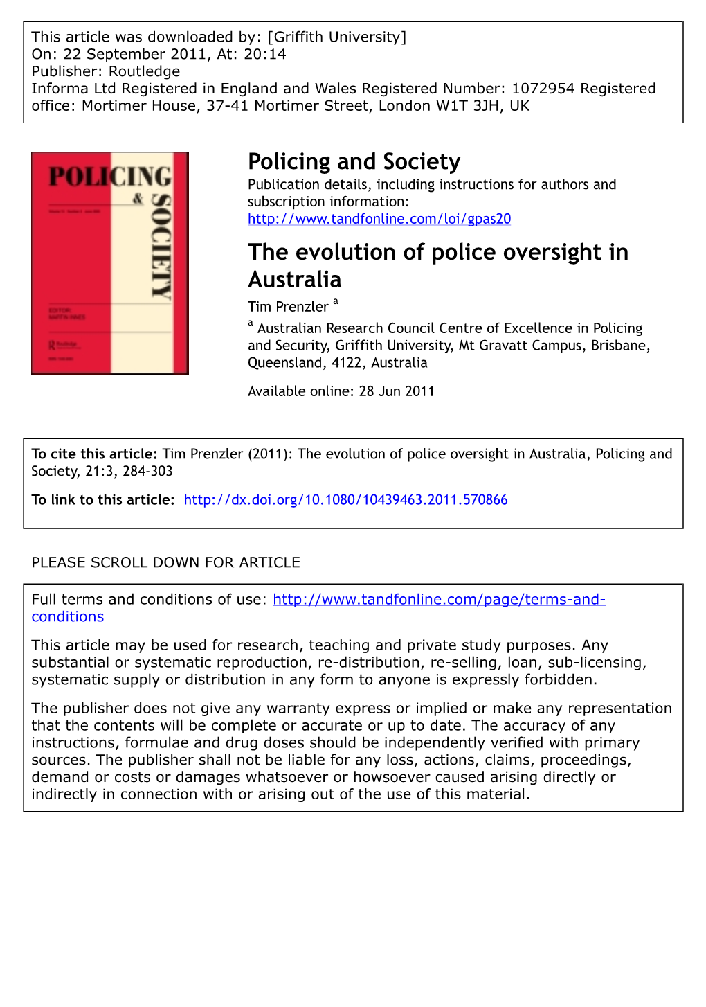 The Evolution of Police Oversight in Australia