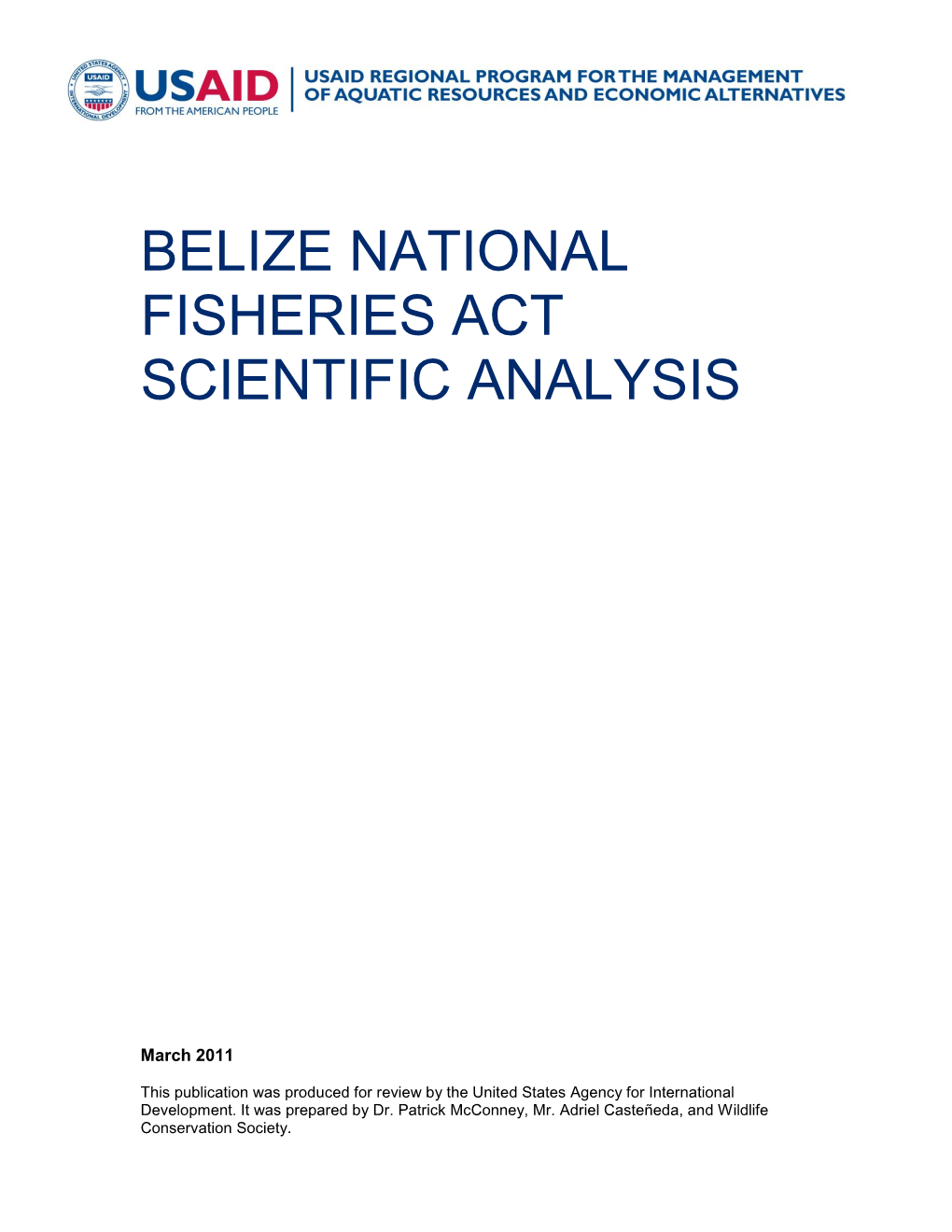 Belize National Fisheries Act Scientific Analysis