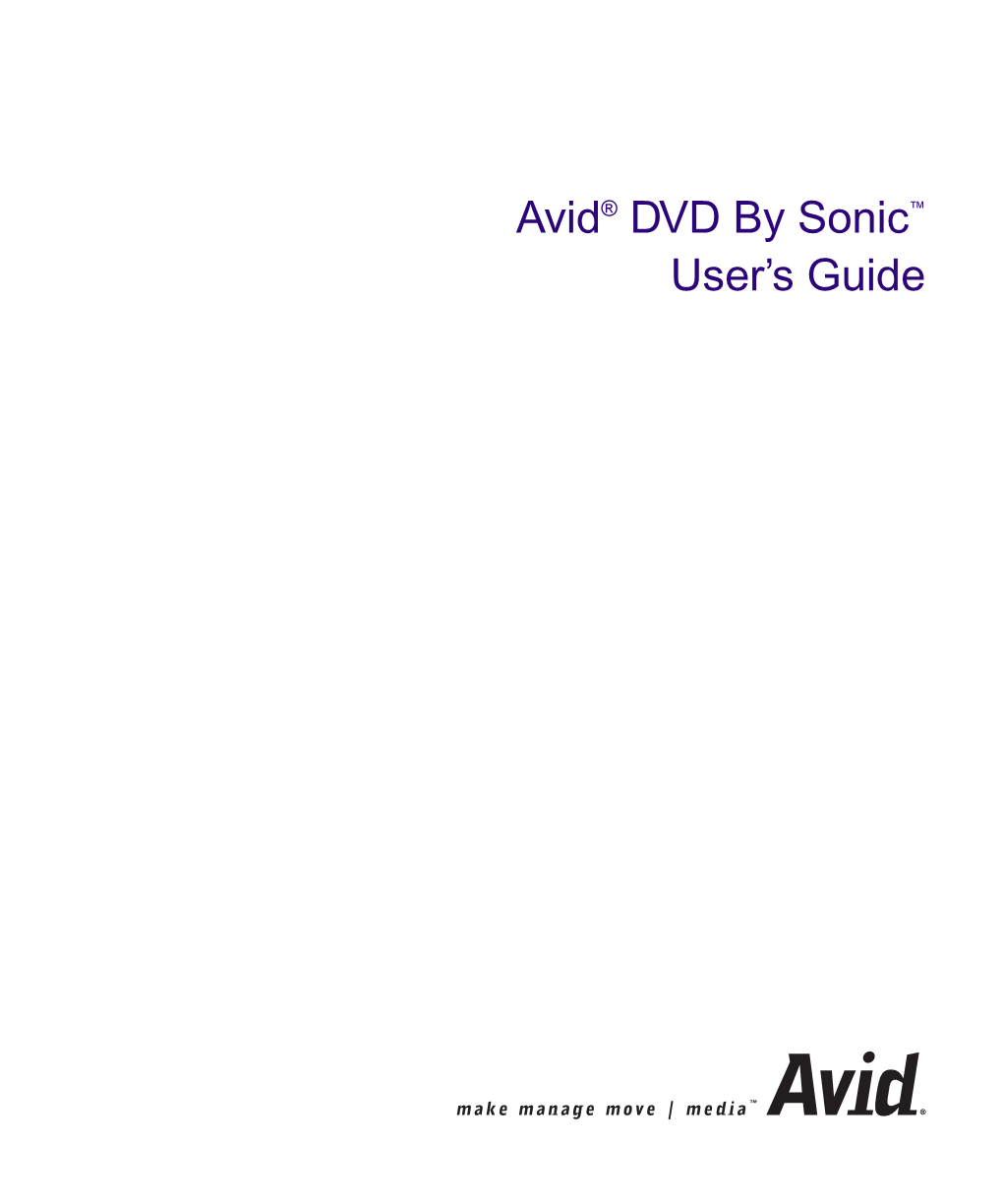 Avid DVD by Sonic User's Guide