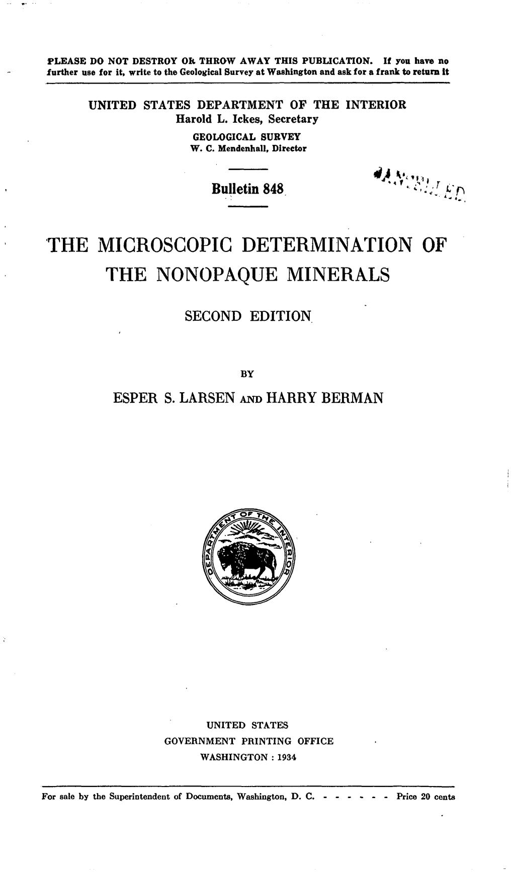 The Microscopic Determination of the Nonopaque Minerals