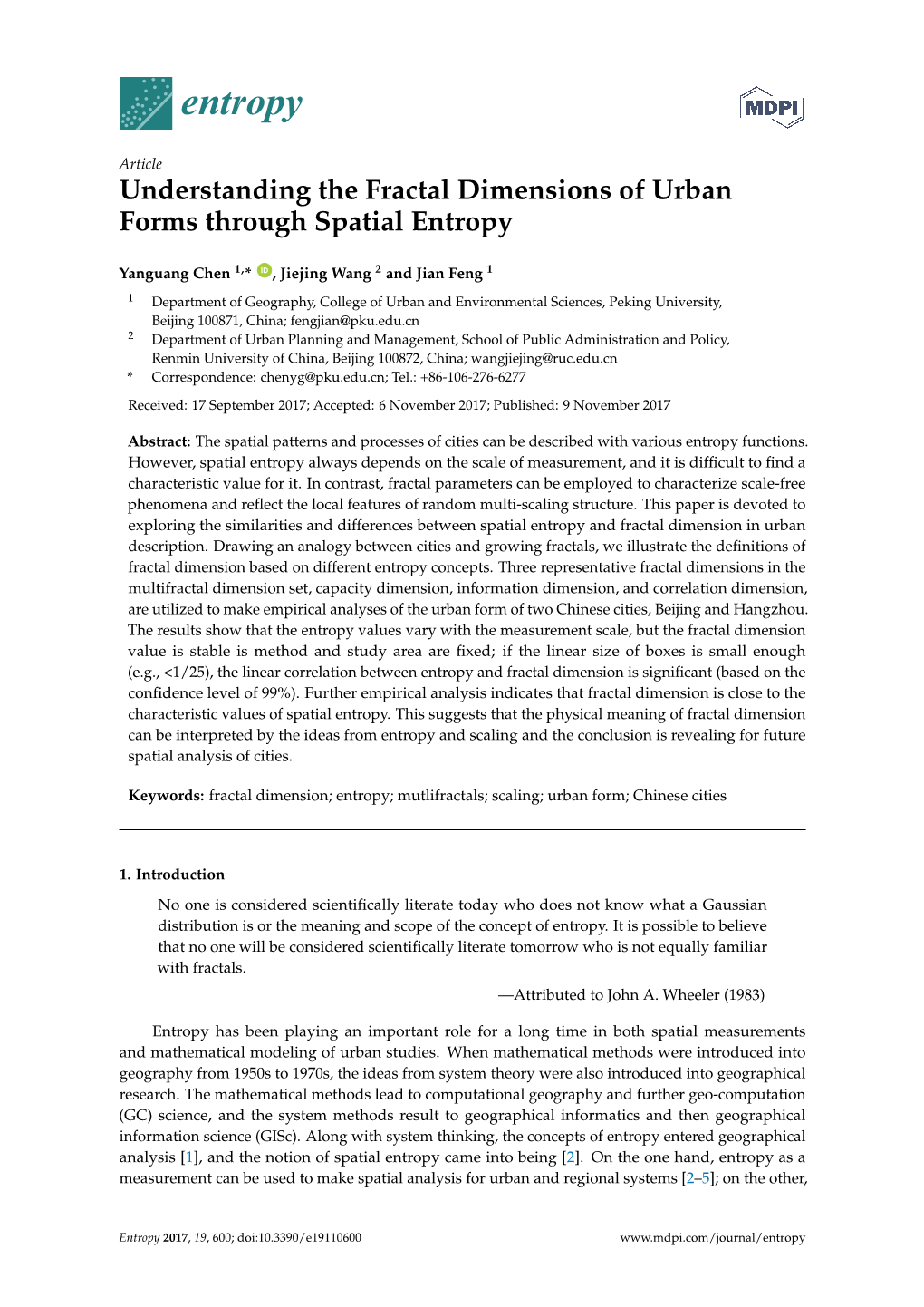 Understanding the Fractal Dimensions of Urban Forms Through Spatial Entropy