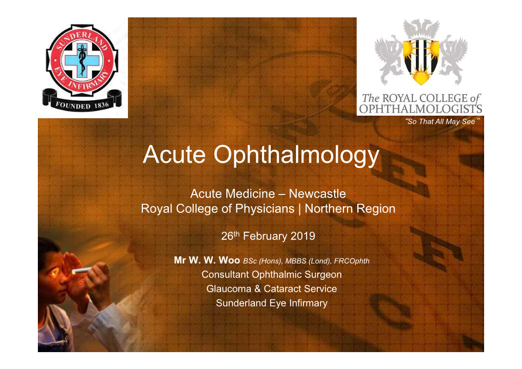 Acute Ophthalmology