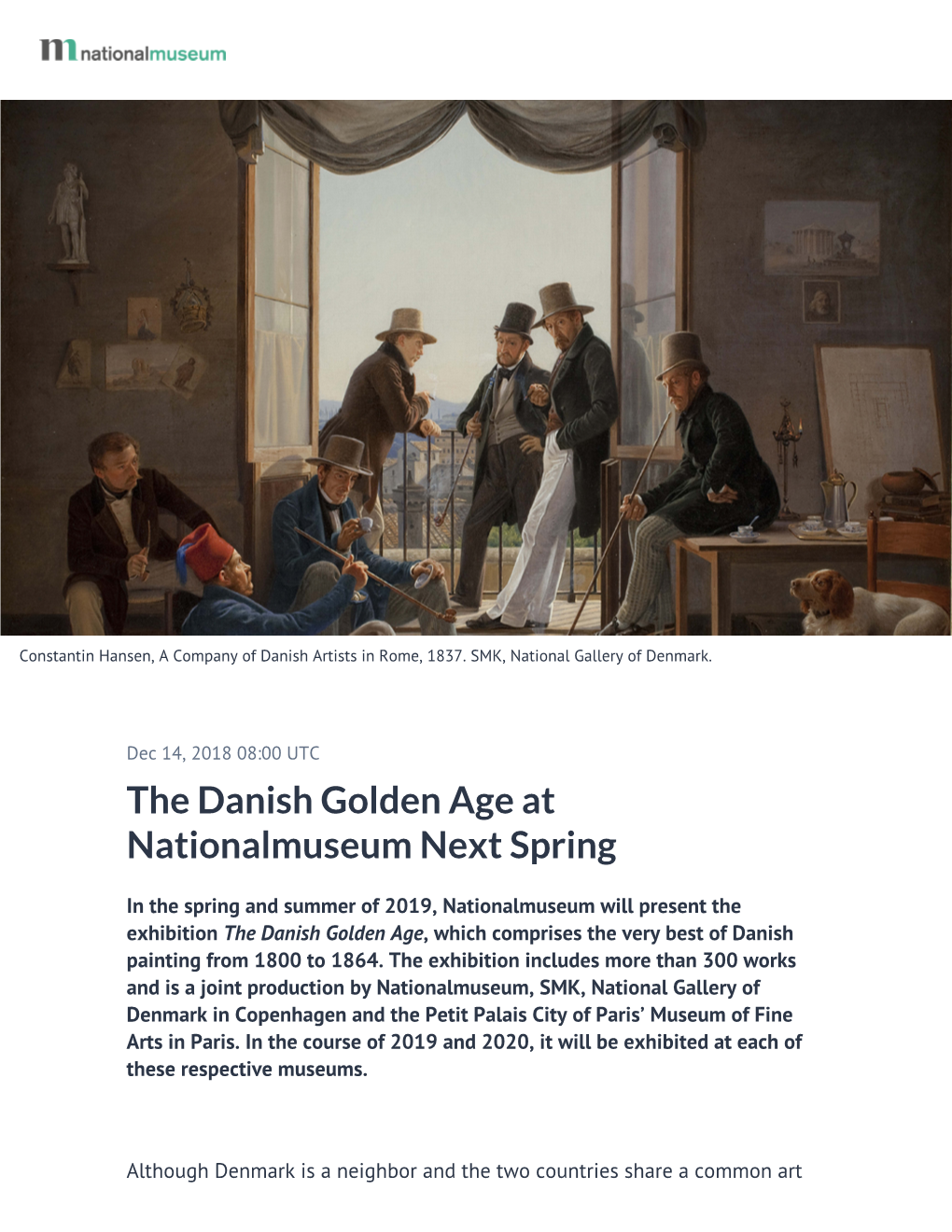 The Danish Golden Age at Nationalmuseum Next Spring