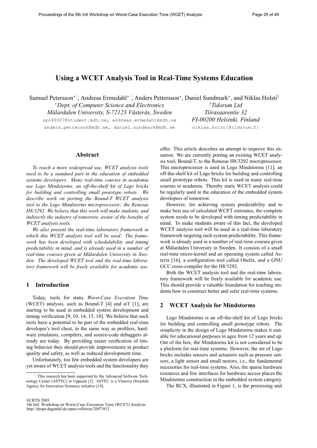 Using a WCET Analysis Tool in Real-Time Systems Education