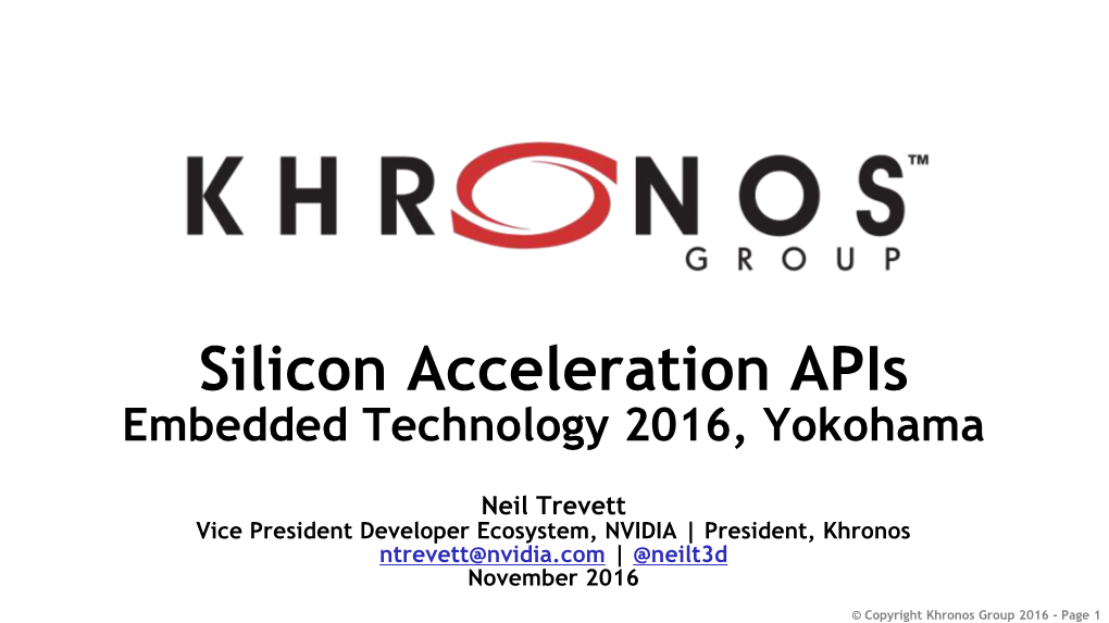 Silicon Acceleration Apis Embedded Technology 2016, Yokohama