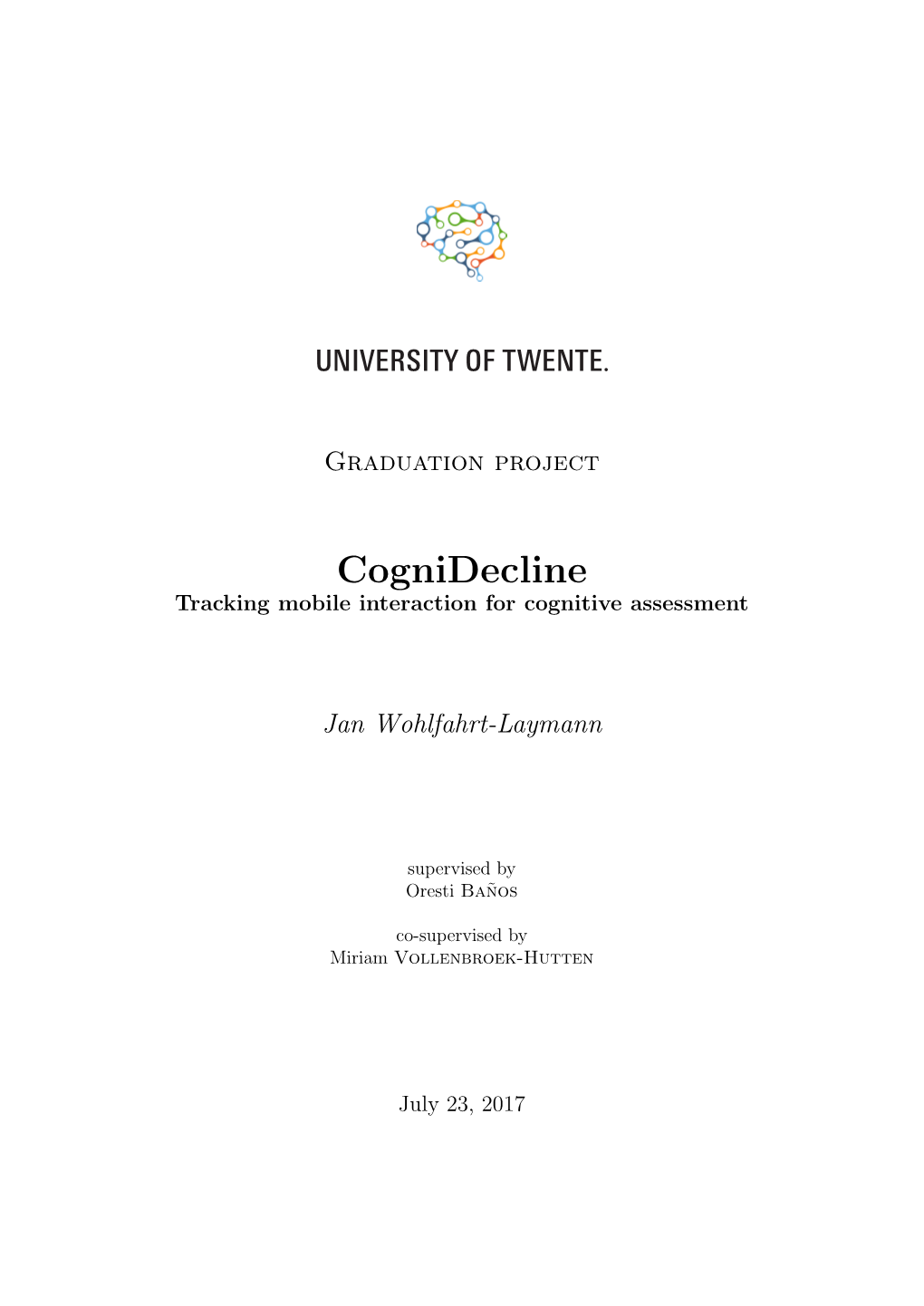 Tracking Mobile Interaction for Cognitive Assessment