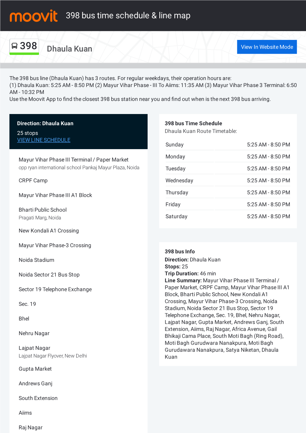 398 Bus Time Schedule & Line Route