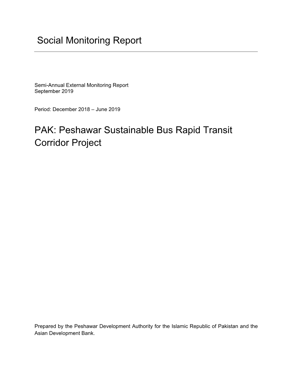 Peshawar Sustainable Bus Rapid Transit Corridor Project