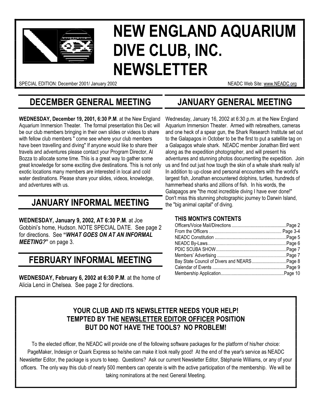 December 2001/January 2002 Newsletter