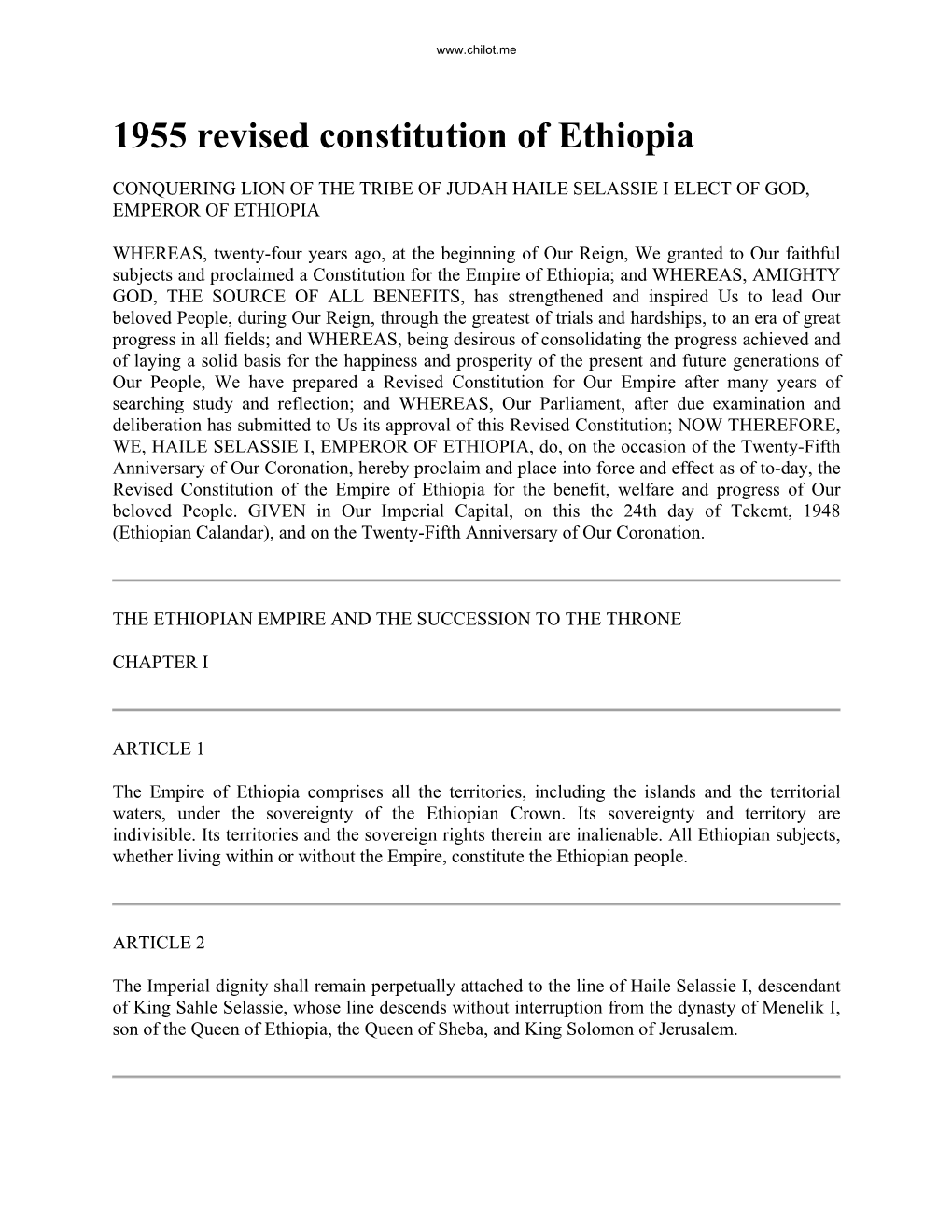 1955 Revised Constitution of Ethiopia