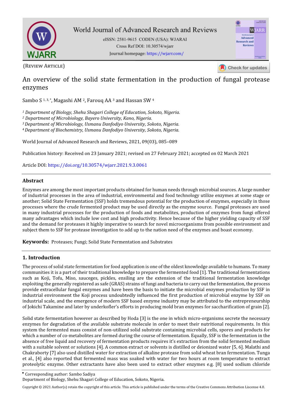 An Overview of the Solid State Fermentation in the Production of Fungal Protease Enzymes