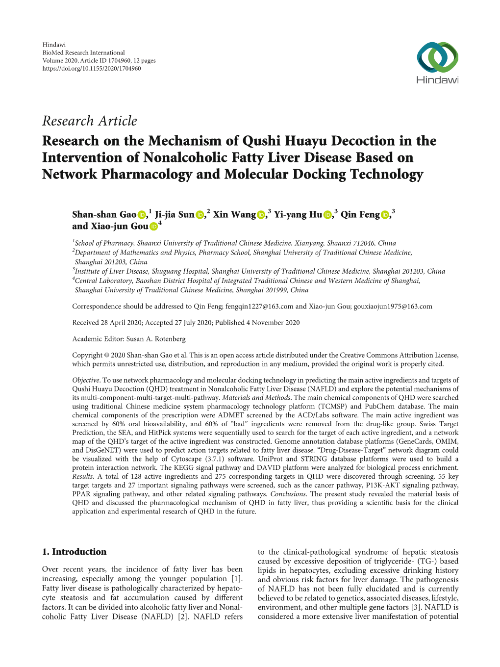 Research on the Mechanism of Qushi Huayu Decoction in the Intervention of Nonalcoholic Fatty Liver Disease Based on Network Pharmacology and Molecular Docking Technology