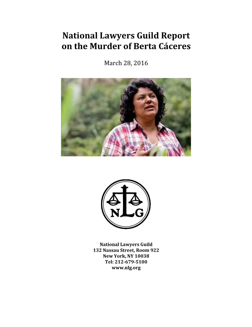 NLG Report on the Murder of Berta Caceres