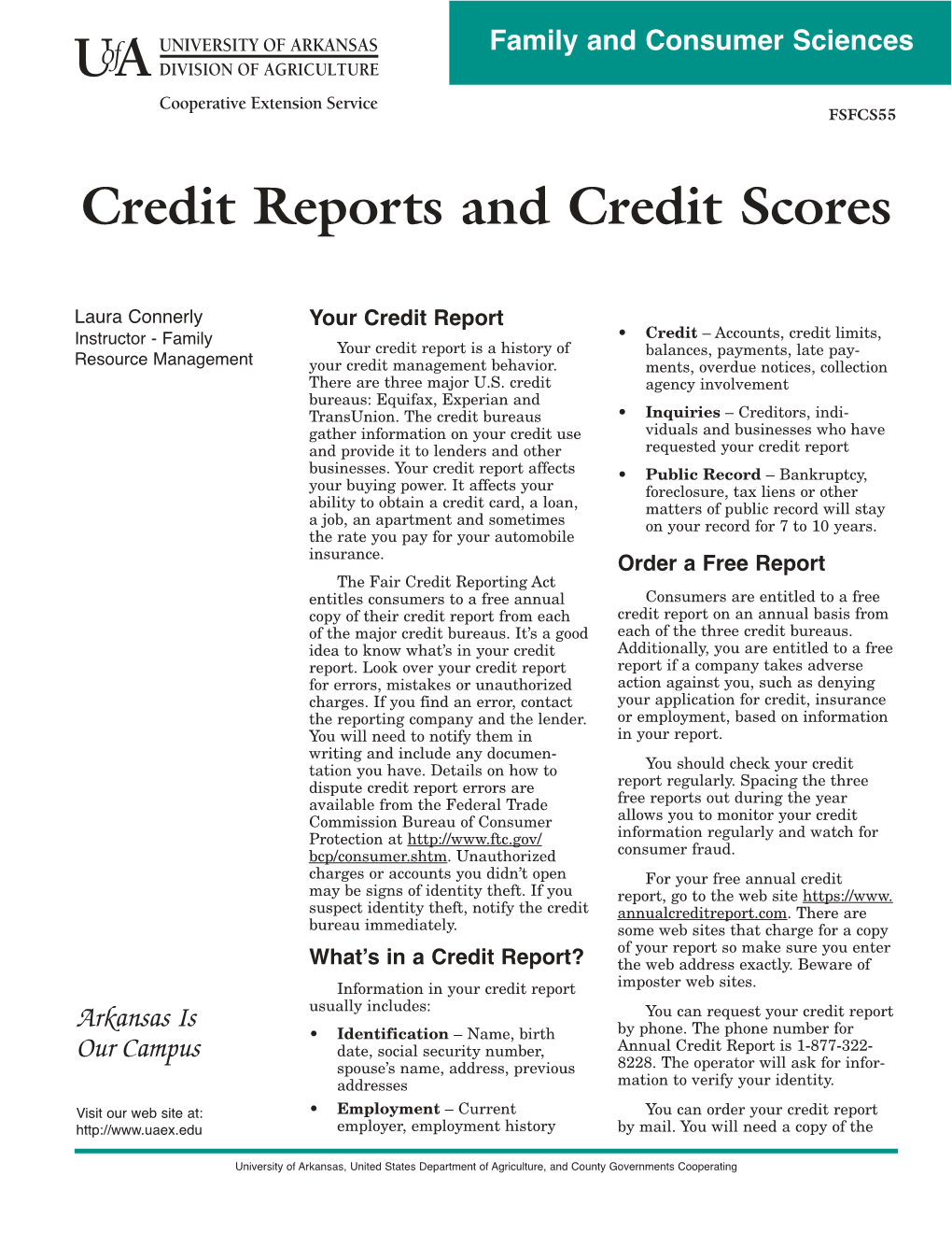 Credit Reports and Credit Scores