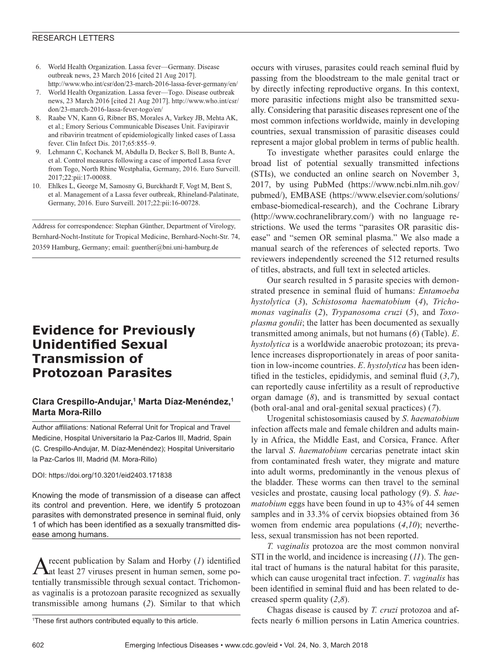 Evidence for Previously Unidentified Sexual Transmission